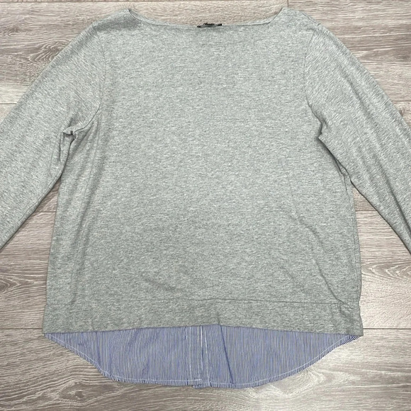 J. Crew Mercantile Boatneck Long Sleeve Gray Tee with Faux Layered Look L - Picture 4 of 15
